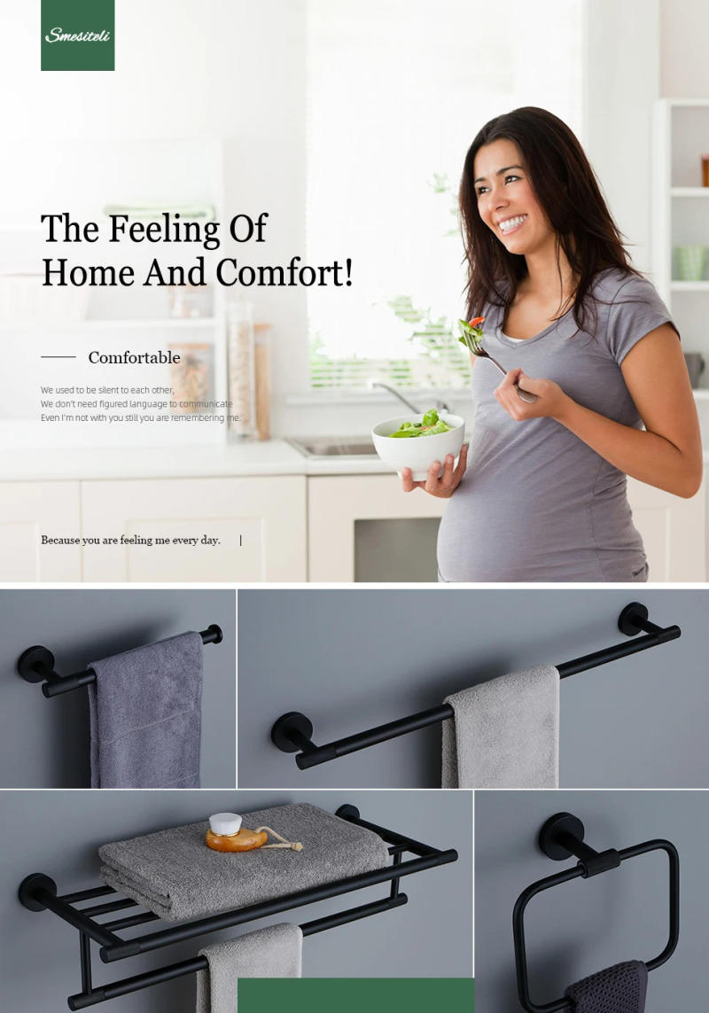 Description Picture 2 of itemBlack Bathroom Accessories Brass Knurled Kit Paper Holder Towel Rack Shelf Single Towel Holder Toilet Brush Holder Hook