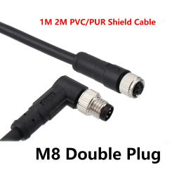 M8 Double Plug 1M 2M PUR/PVC Shield Cable 3 4 5 6 8Pin Waterproof Male Female Plug Socket Sensor Connector Power Adapter IP67