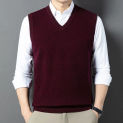 Men 100% Wool Thicken Vest 2024 Spring Autumn Sleeveless Sweater Knit Pure Wool Waistcoat Vests