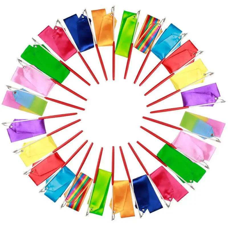 Description Picture 2 of item2M 4M 6M Colorful Gym Ribbons Dance Ribbon Rhythmic Art Gymnastics Ballet Streamer Twirling Rod Rainbow Stick Training