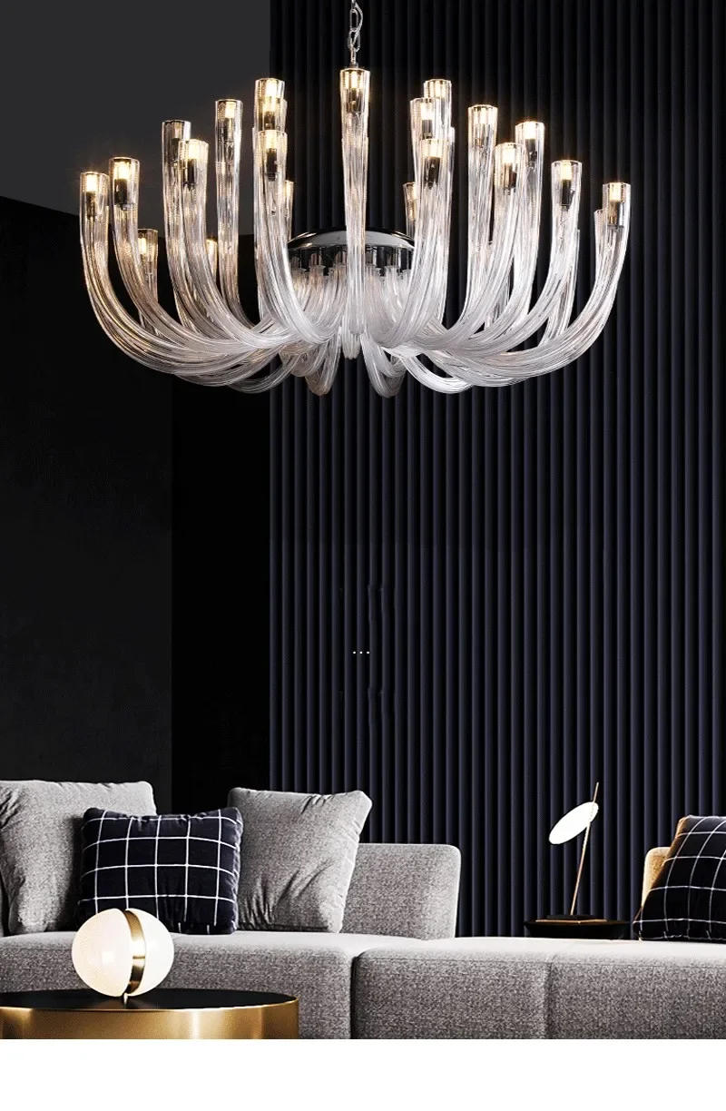 Description Picture 2 of itemModern LED Glass Luxury Crystal Chandelier European Style Pendant Light Home Decor for Living Room Hall Restaurant Bedroom