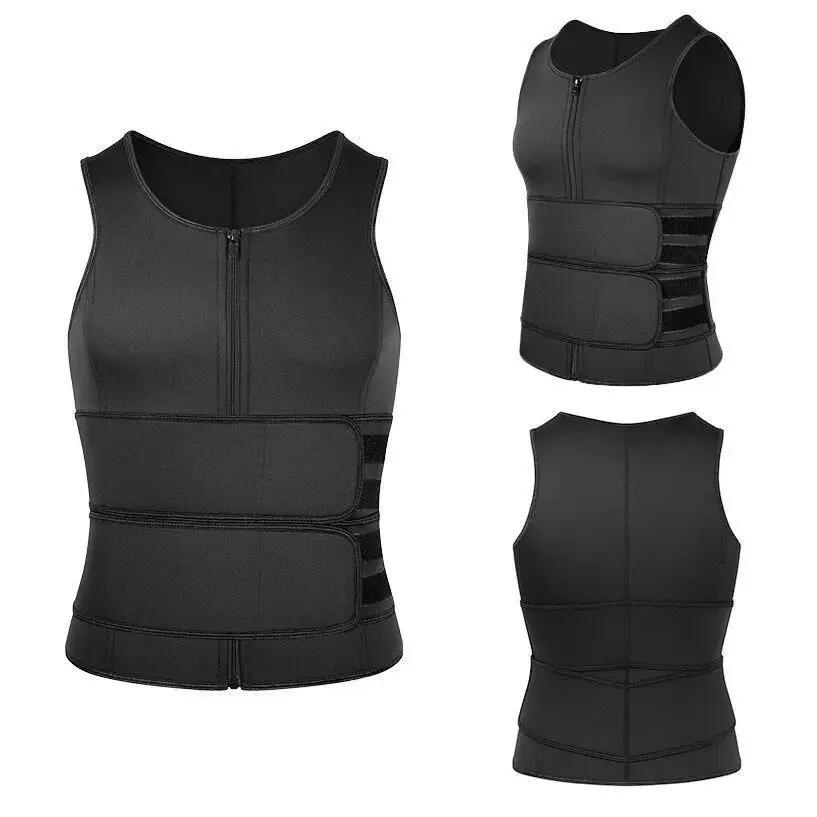 Description Picture 6 of item1pcs Men's corset Waist Trainer Men Slimming Body Shaper Vest Zipper Velcro Strap Correction Abdomen Tank Top Fitness Shapewear