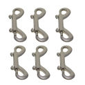 6Pcs Steel Bolt Snaps Portable Removable Double Heads Clasp Hook Indoor Outdoor Key Chain Pet Leash Buckles  Silver