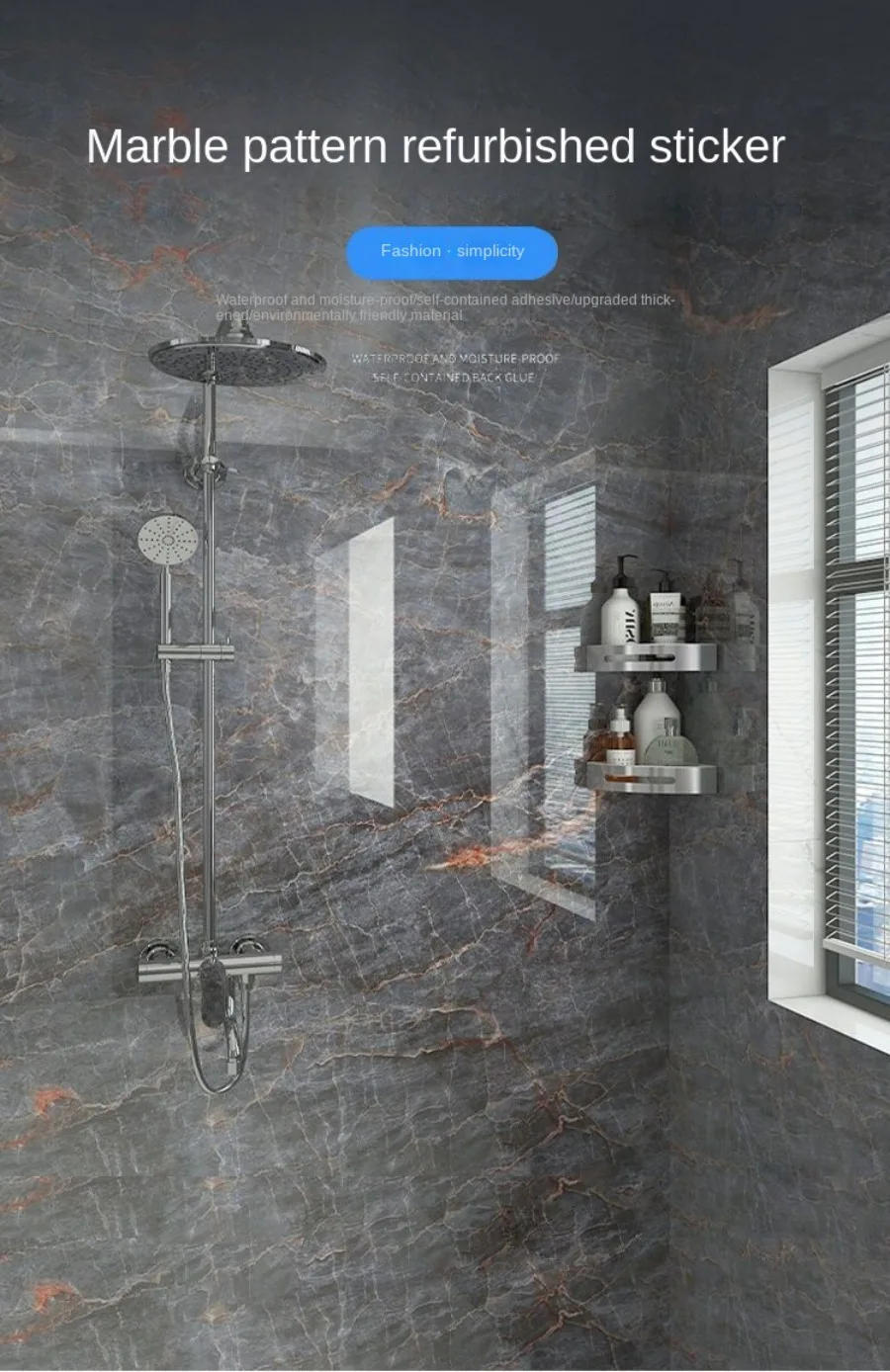 Description Picture 2 of itemFoil Marble Oil Proof Wallpaper for Kitchen Cabinets Refurbish Self Adhesive Waterproof Removable Wall Stickers for Bathroom