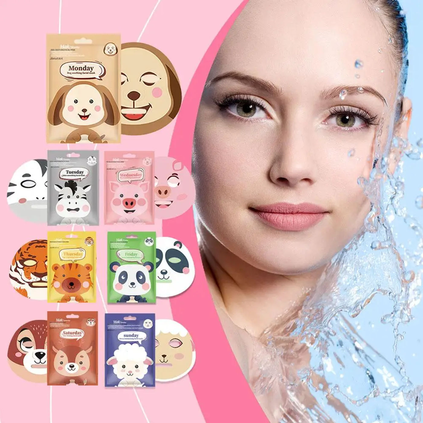 Description Picture 2 of itemCute Cartoon Facial Mask Moisturizing Hydrating Mask Deep Moisturizing Tender Skin Mask Dog Panda Pig Animal Mask Skin Care