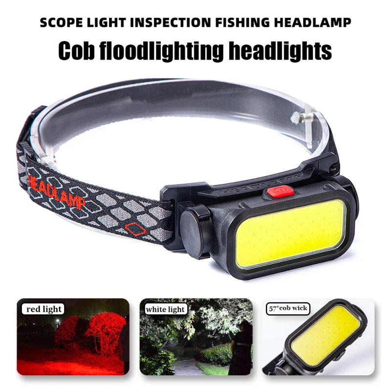 Description Picture 2 of itemPortable Powerful LED Headlamps 4 Modes USB Rechargeable COB Headlight with Red Light Waterproof Night Fishing Head Lamp Torch