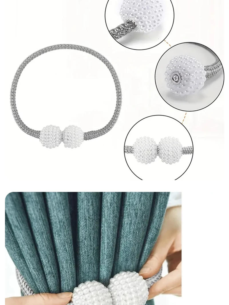 Description Picture 6 of itemPearl Magnetic Curtain Clips, Curtain Fixer, Adjustable Locking Ties, Magnetic No Punch, Curtain Decorative Accessories, 2pcs