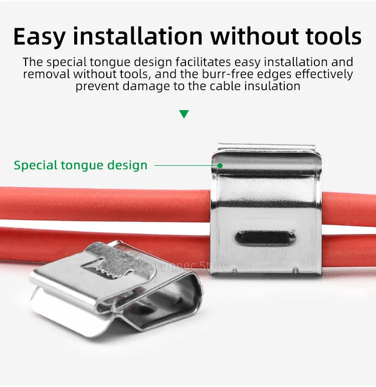 Description Picture 5 of itemSolar Panel Cable Clips Stainless Steel PV Wire Clip Fixing Clamps 40/50/70/100PCS for PV Module Wire Accommodates 2 Wires