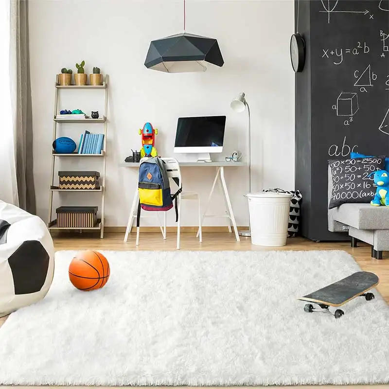 Description Picture 4 of itemFurry Carpet Living Room Mat Modern Bedroom Nordic Style Decoration Carpet Large Size Black Gray White Non Slip Children's Rugs