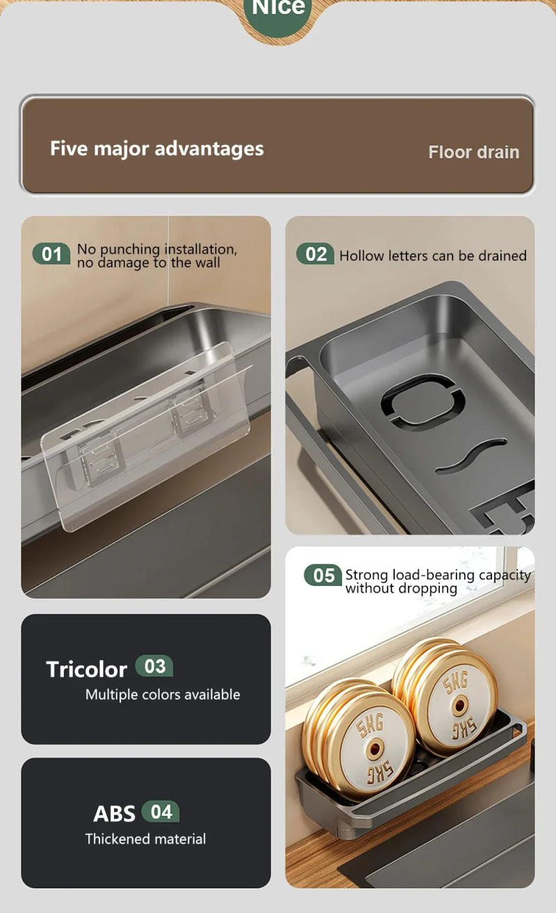 Description Picture 3 of itemKitchen Sink Organizer Drain Rack Self-draining Shelf Sponge Holder Dishcloth Faucet Storage Soap Drainer Kitchen Accessories