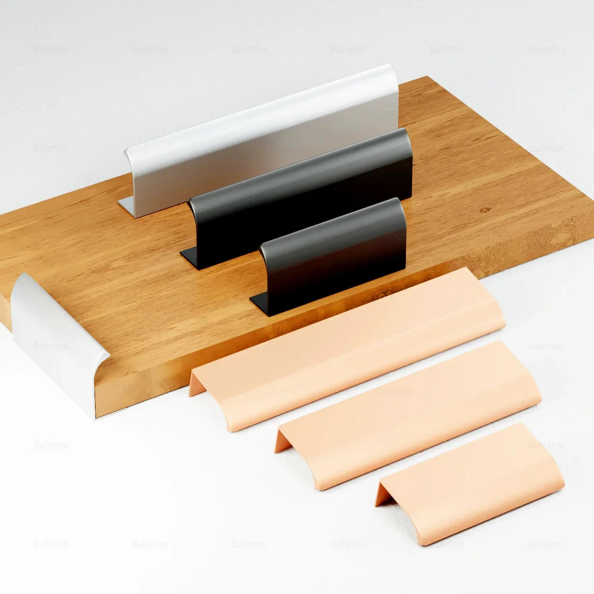 Description Picture 3 of itemAluminum Alloy Kitchen Cupboard Pulls Black Gold Hidden Cabinet Handles Drawer Knobs Bedroom Door Furniture Handle