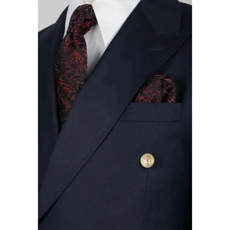 Description Picture 4 of itemSlim Fit High Quality Men Suits Double Breasted Peak Lapel Skinny Blazer Prom Party Male Clothing Luxury 2 Piece Jacket Pants