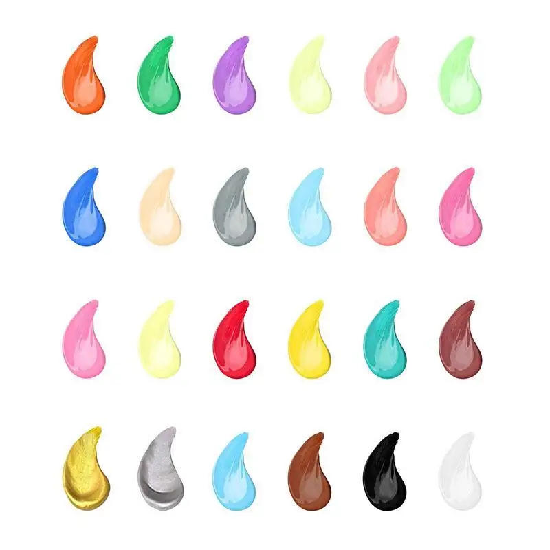 Description Picture 3 of item24 Colour Acrylic Paint Colors Bottled Acrylic Paint Set Paint For Fabric Clothing Painting Rich For Leather DIY Pigment