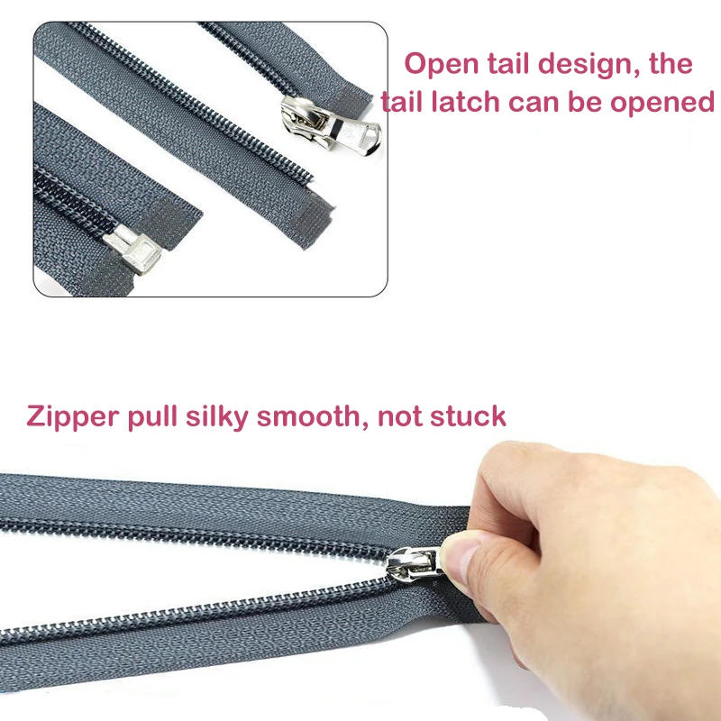 Description Picture 5 of item1Pcs 15 Inch-31 inch (40cm-80cm) Nylon Coil Zippers Open-End For DIY Tailor Sewing Crafts Nylon Zippers Accessories 13 Colors