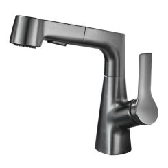 Bathroom Sink Faucet with Pull Out Sprayer Liftable Faucet for Washing Hair