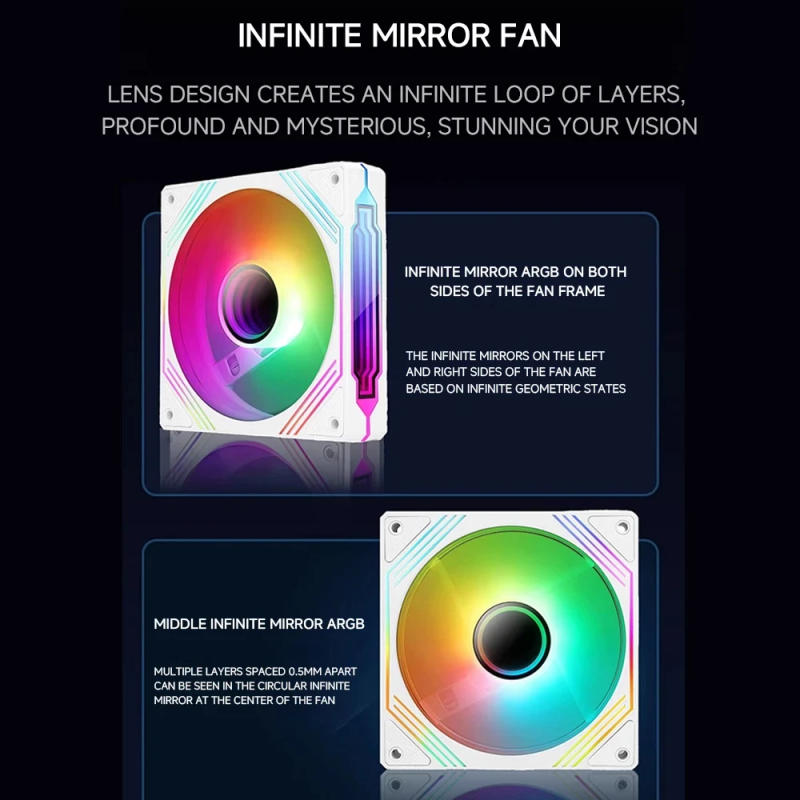 Description Picture 4 of itemJungle Leopard PC Case Fan 140mm 5V 3Pin ARGB Cyclic Mirror Light Effect Lian PWM 650 to 1800RPM Cooling Fan li