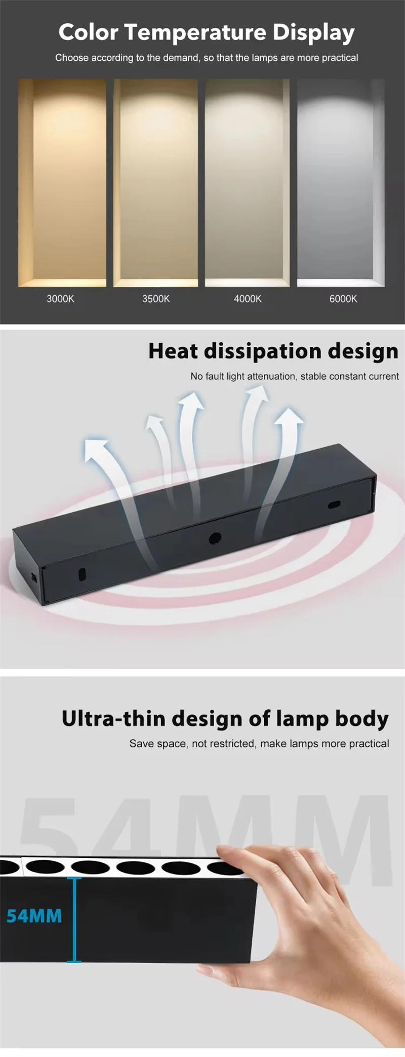 Description Picture 4 of itemSurface-mounted LED COB Line Downlight Dimmable 110V 220V 10W 20W 30W Spotlight 24° White Black For Store Living room Lighting
