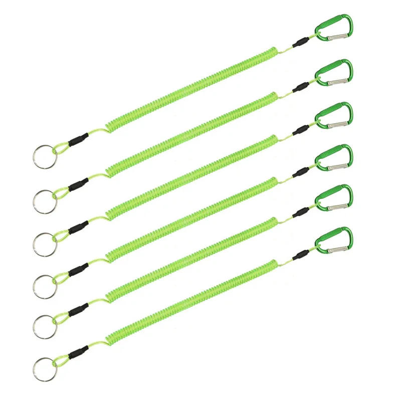 Description Picture 2 of item12 Pcs Security Gear Tools Retractable Elastic Ropes Steel Key Rings Fishing Lanyard Lure Pliers Carabiner Tether for Outdoor