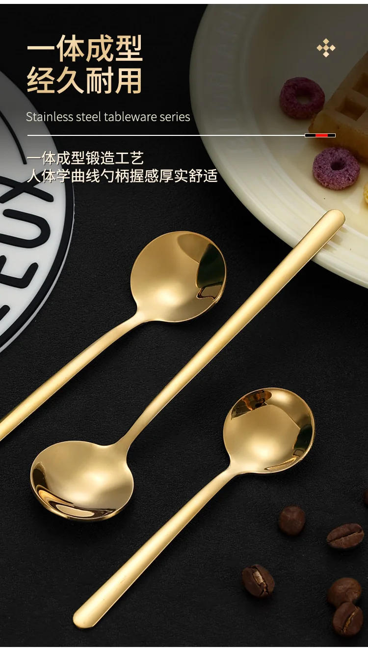 Description Picture 6 of itemLong Handle Coffee Spoon Stainless Steel Cutlery Ice Cream Dessert Mixing Teaspoon for Picnic Kitchen Tableware Bar Tools Scoop