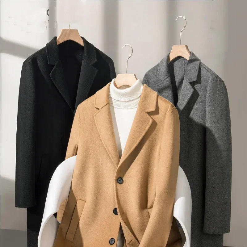Description Picture 6 of itemMid Length Men's Knee Length Fitted Business Coat for Autumn and Winter Coats