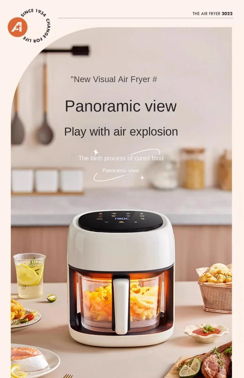 Description Picture 2 of item110V air fryer household fully automatic visual integrated smoke-free Hong Kong and Taiwan electric fryer
