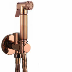 shiny Rose Gold Portable Bidet Sprayer Faucet Brass Toilet Bidet Faucet Hot Cold Water Bathroom Mixing Valve hygienic showe