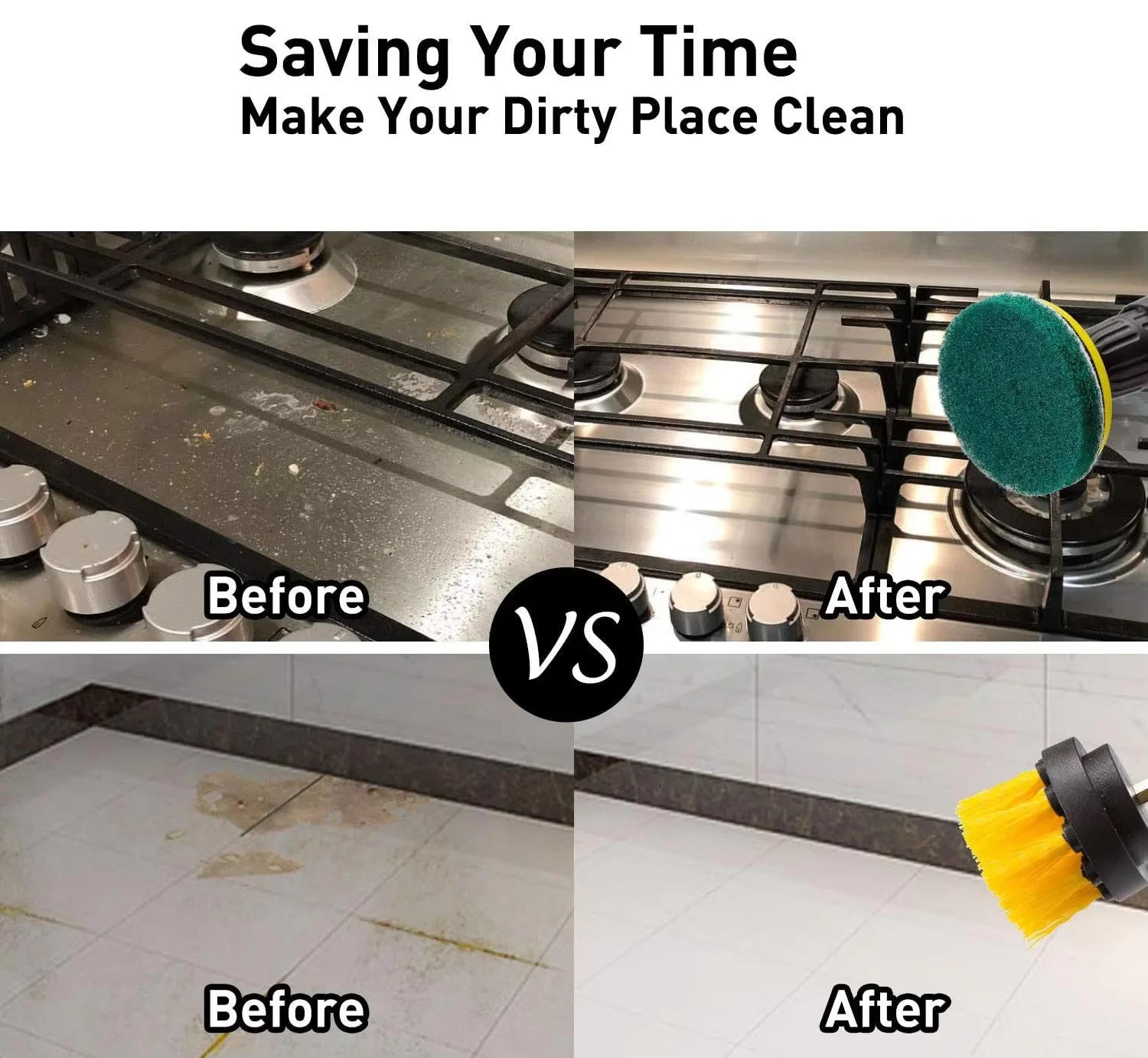 Description Picture 4 of item9PCS Red Electric Cleaning Brushes Set Scouring Pad Abrasive Tools Brush Kit Car Wash Brush for Bathroom Corners Car Clean