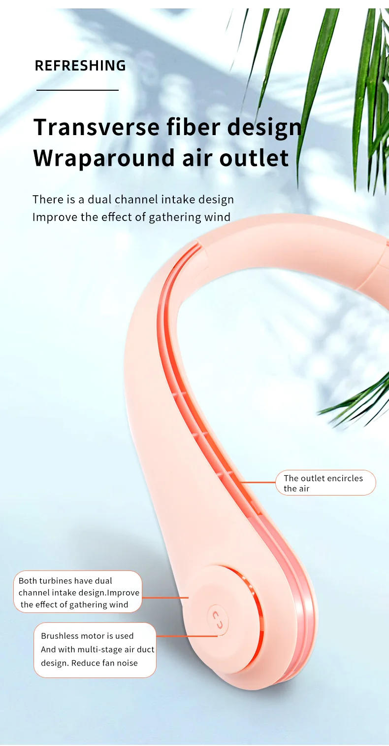 Description Picture 3 of item2024 New 3600mAh Wearable Neck Fan Portable Air Conditioner Rechargeable Air Cooler Bladeless Fan with 3 Wind Speeds for Outdoor