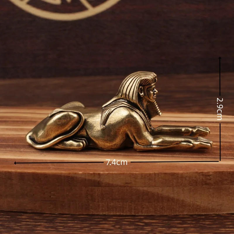Description Picture 6 of item1Pcs Retro Copper Egypt Sphinx Statue Small Ornaments Brass Guardian Statue Figurines Desktop Decorations Home Decor Accessories