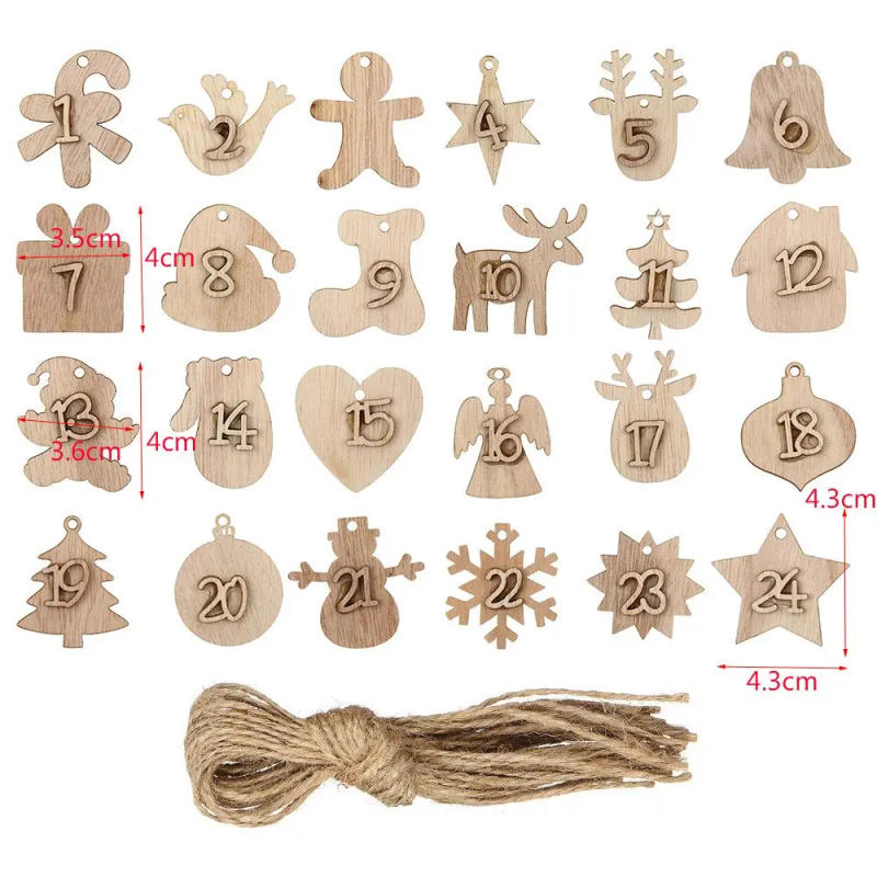 Description Picture 4 of item24 Countdown Christmas Advent Calendar Label Xmas Advent Calendar Numbers DIY Gift Bags Hanging Tags