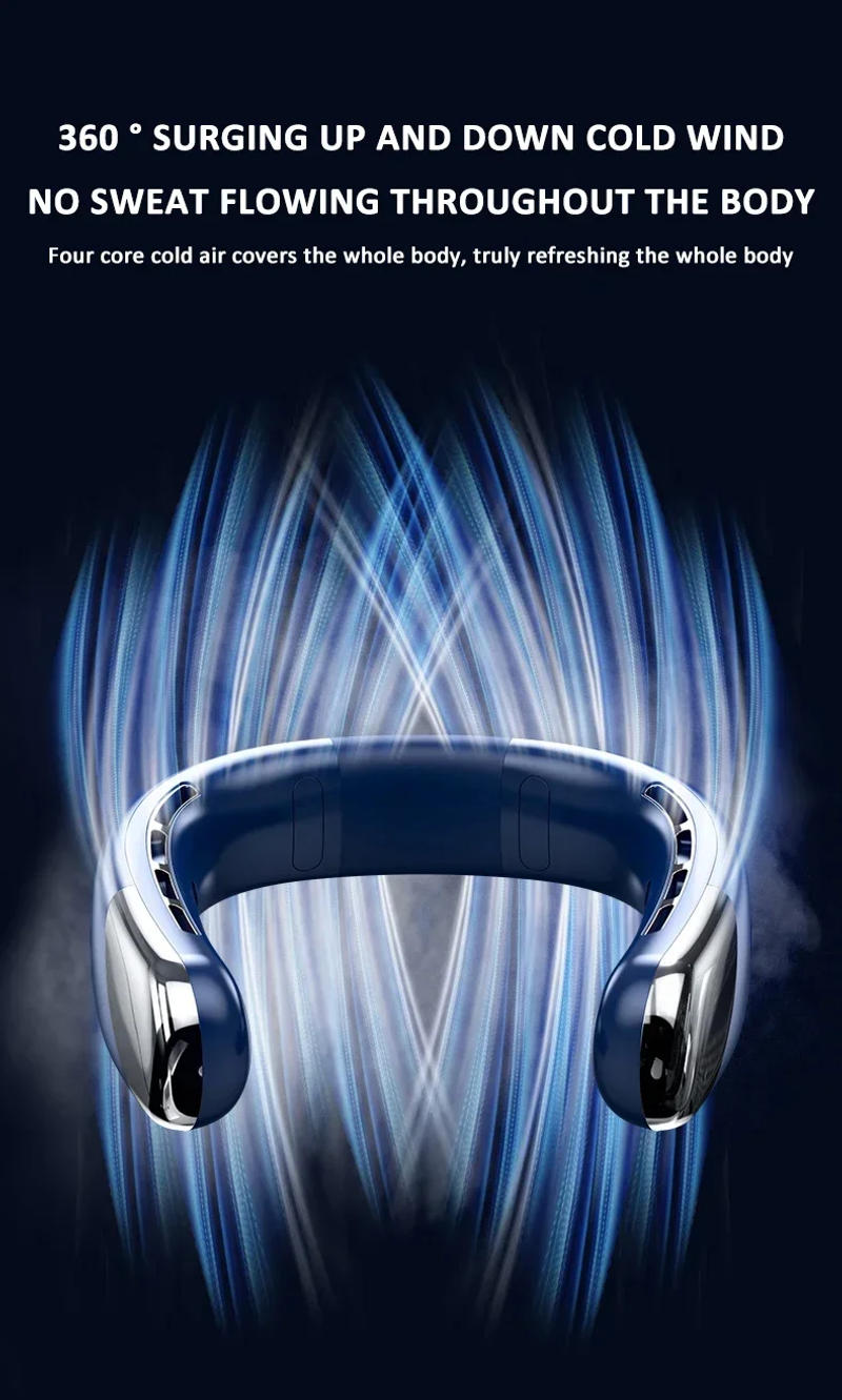 Description Picture 5 of item2024 New Portable Charging Leafless Neck Fan 5-Gears Adjustable Fast Cooling Digital Display Screen Indoor and Outdoor Fan