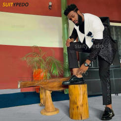 Fashion Sequin Suit For Men Wedding Groomsman Tailor-made Slim Fit Blazer Pants Evening Party Elegant Male Shiny Luxury Outfits