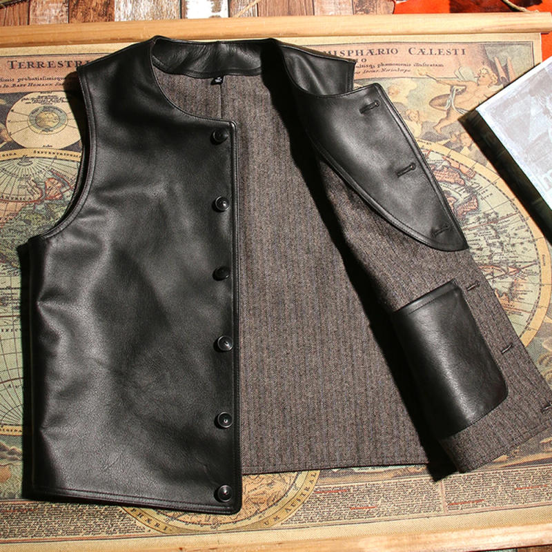 Description Picture 3 of itemNatural Soft Man's Blazer Vest Coat Summer Genuine Leather Cowhide Waistcoats Vest For Men Weskit Slim Fit Japanese Designer