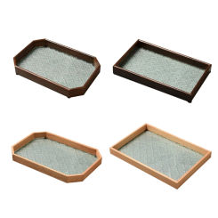 Vintage Wooden Glass Tray Decorative Serving Trays Platter Table Ornaments Drop Shipping