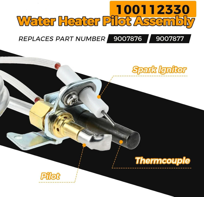 Description Picture 6 of itemNatural LP Thermopile Pilot Assembly for 300 301 Series Reliance Whirlpool A.O.Smith Kenmore State 100112330 9007876 9007877