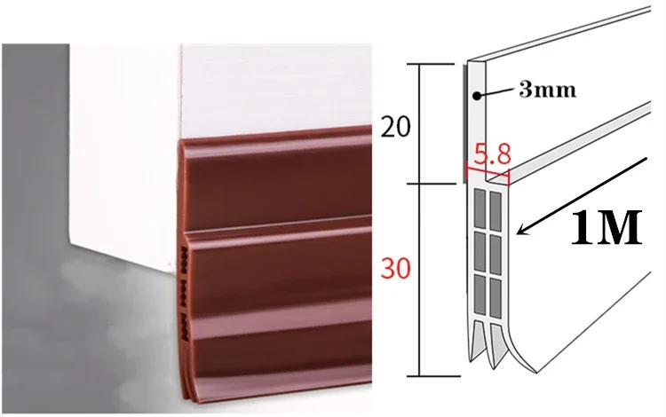 Description Picture 3 of itemDoor Bottoom Windshield Seal Strip Windproof Soundproof Door Sweep Draft Stopper Cuttable Foldable Weatherstrip Self Adhesive