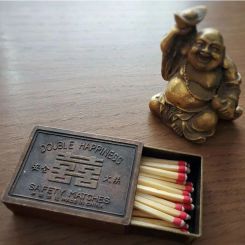 Unique Antique Brass Chinese Metal Matchbox Vintage Match Box