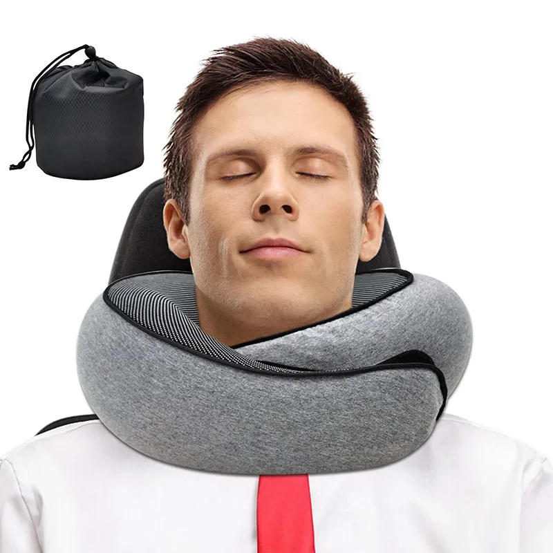Description Picture 2 of itemTravel Neck Pillow Memory Foam U-shaped Pillow Snail Style Travel Neck Support Portable Adjustable Soft Noon Break Sleep Pillows
