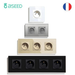 Bseed France Standard Socket 16A Electric Wall Socket Single Crystal Panel Electrical Outlet Plugs USB Typs-c Phone Charge
