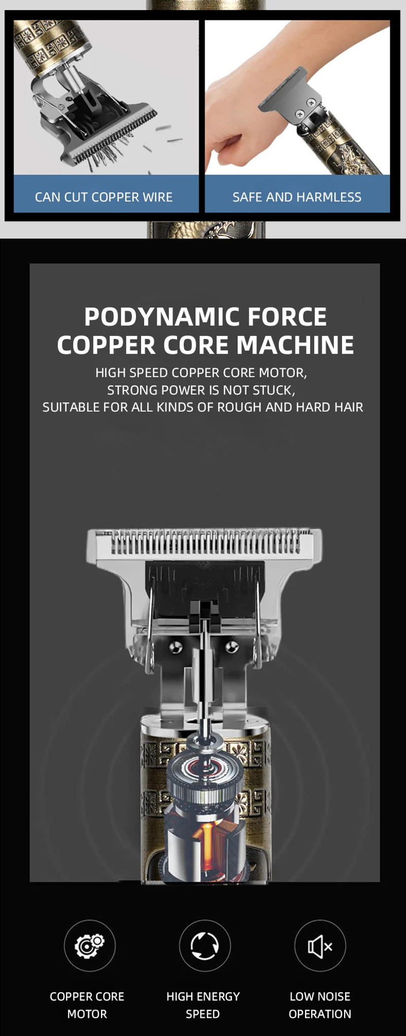 Description Picture 6 of itemRetro T9 Electric Hair Clipper Hair Clipper Professional Men's Shaver Eechargeable Haircut Trimmer Men