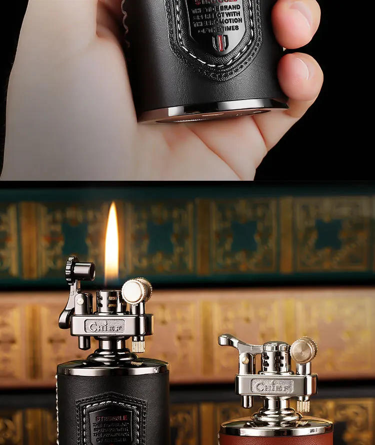 Description Picture 3 of itemCandlestick Kerosene Lighter Windproof Retro Creative Grinding Wheel Lighter Men's Gift Table Decoration Cigar Accessories