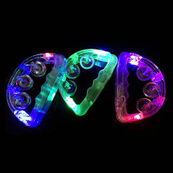 1pc LED Light Up Tambourine Percussion LED Noisemakers Flashing Jingles Rattle Bell for Concert Nightclub Sports Events