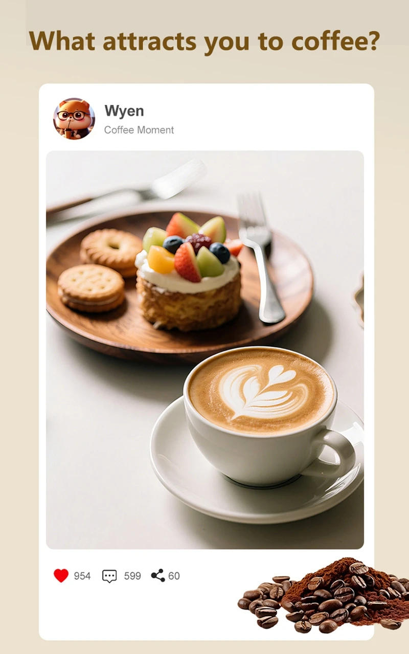 Description Picture 3 of itemMini Handheld Egg Beater Electric Coffee Mixer 3-Speed Smart Adjustment Rechargeable Portable Home Use Quiet Milk Frother