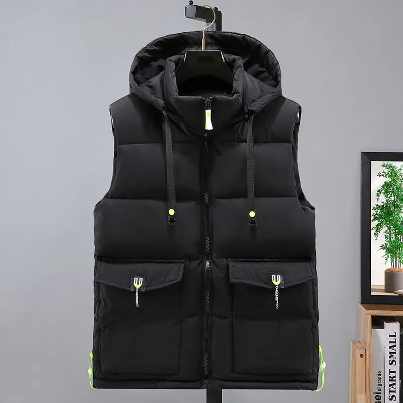 Description Picture 3 of item2024 New Fashion Vest Cotton Warm Men Autumn and Spring Waistcoat Big Pocket Men's Vest Korean Style Sleeveless Jacket
