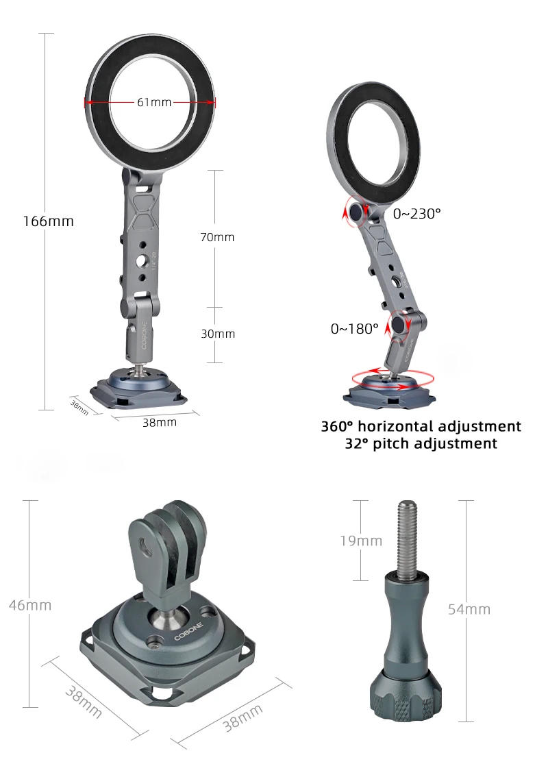 Description Picture 4 of itemXILETU Sports Camera Quick Release Plate for DJI Action3/4 GoPro Insta360 Accessories Arca Tripod Head Magnetic Phone Holder