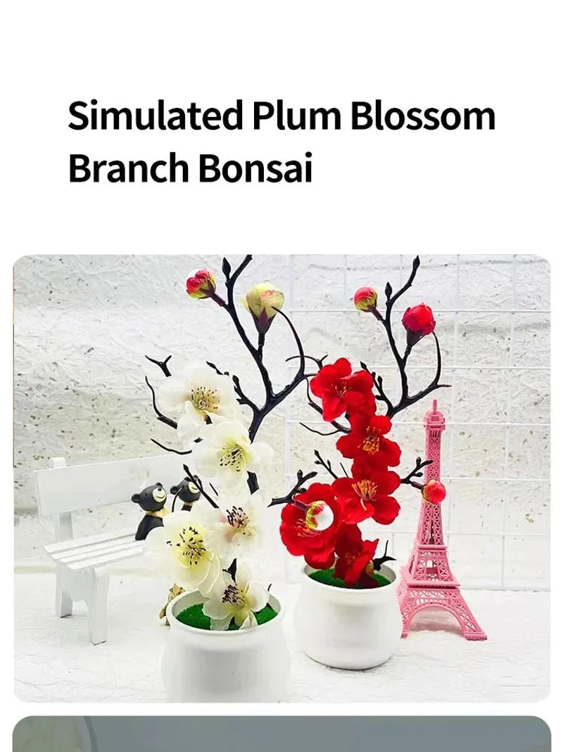 Description Picture 4 of itemArtificial Plants Bonsai Small Tree Simulation Pot Plants Fake Flowers Table Potted Ornaments Home Decoration Hotel Garden Decor