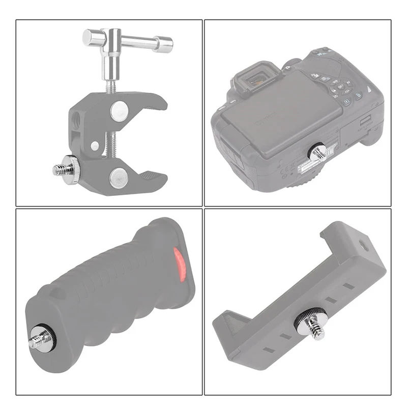 Description Picture 2 of item1/4 Inch to 1/4 3/8 Inch Male Camera Screw Mount Adapter Tripod Screw Adapter Female Thread for Camera Tripod Monopod Ring Light