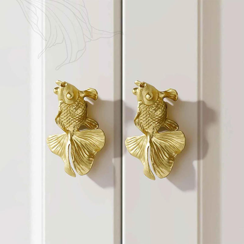 Description Picture 3 of itemGoldfish Cabinet Handles Brass Drawer Knobs Unique Animal Cupboard Door Handles Furniture Hardware Home Decoration Pulls