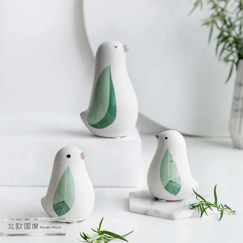 Description Picture 6 of itemCute Little Fresh Animals Ceramic Home Decor Ornaments Living Room Decoration Birds Decorative Figurines Lovable Desk Miniatures