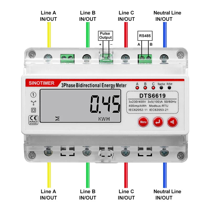 Description Picture 5 of itemMultifunction RS485 Wattmeter 100A 380V AC Three Phase Photovoltatic Energy Meter kWh Power Voltage Current Power HZ Meters